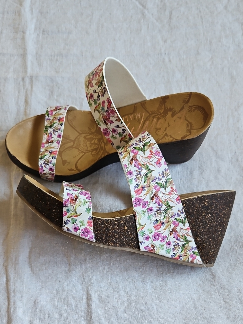Blowfish Hiri Multicolor Floral 2 Straps Wedge Platform Sandals Cork Size 9